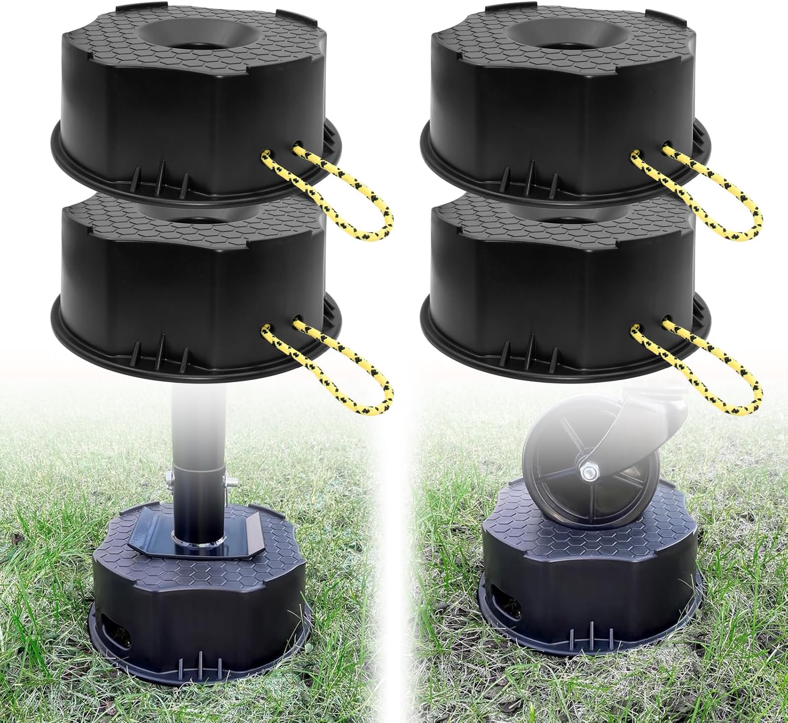 RV Trailer Jack Block 4 Pack, RV Leveling Blocks for Jacks,Camper Stabilizer Blocks for Travel Trailer for Any Tongue Jack, Post, Foot, 5th Wheels