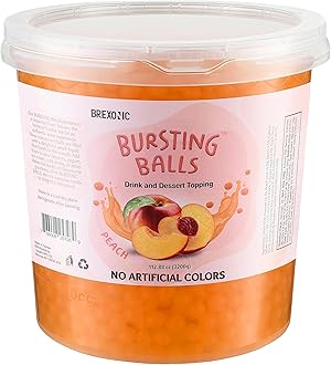 Peach Boba Pearls, Peach Popping Bursting Boba, Bubble Tapioca Pearls For Bubble Tea 7 Pound, No Artificial Colors (7 LB Pack of 1)