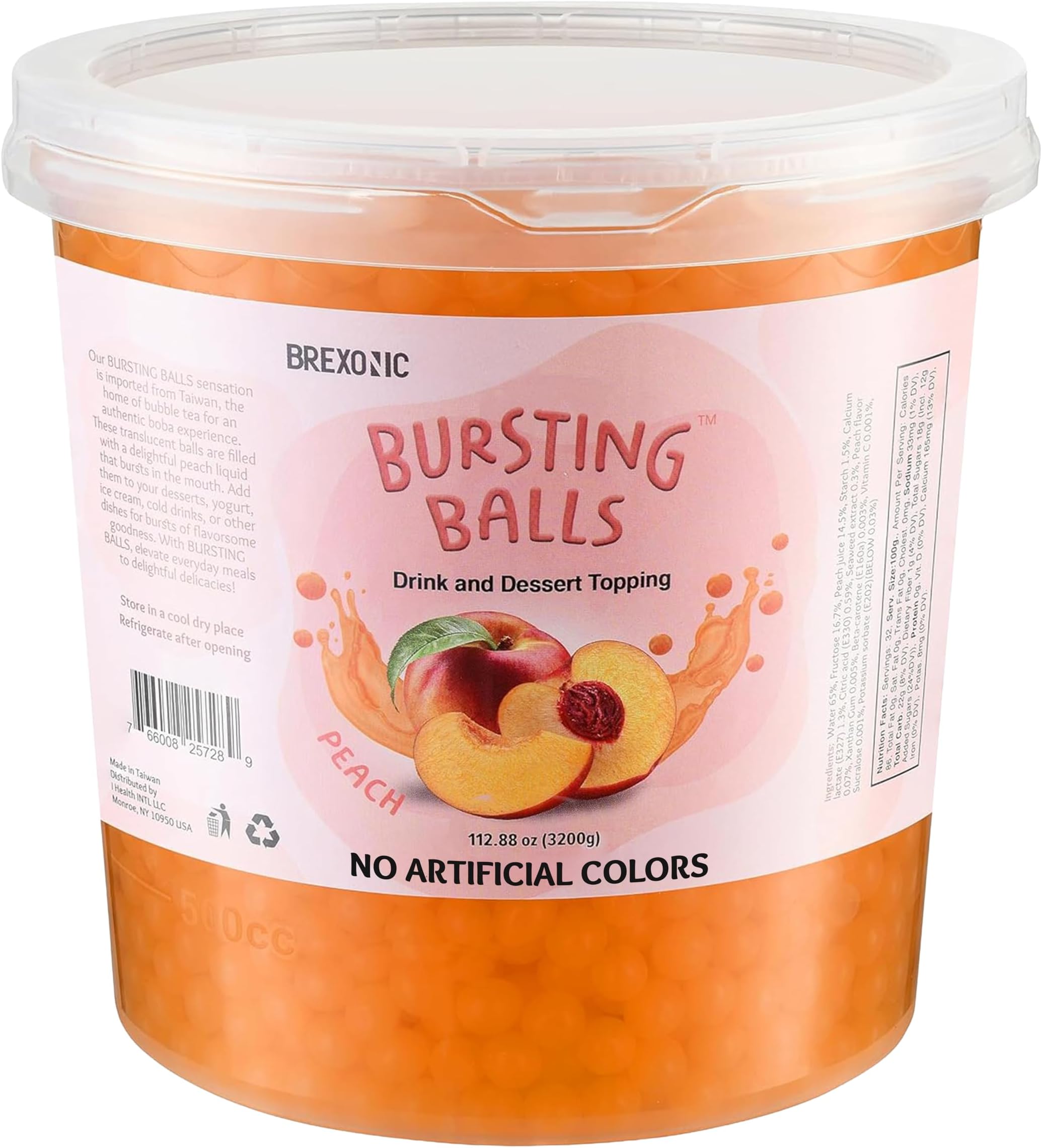 Peach Boba Pearls, Peach Popping Bursting Boba, Bubble Tapioca Pearls For Bubble Tea 7 Pound, No Artificial Colors (7 LB Pack of 1)