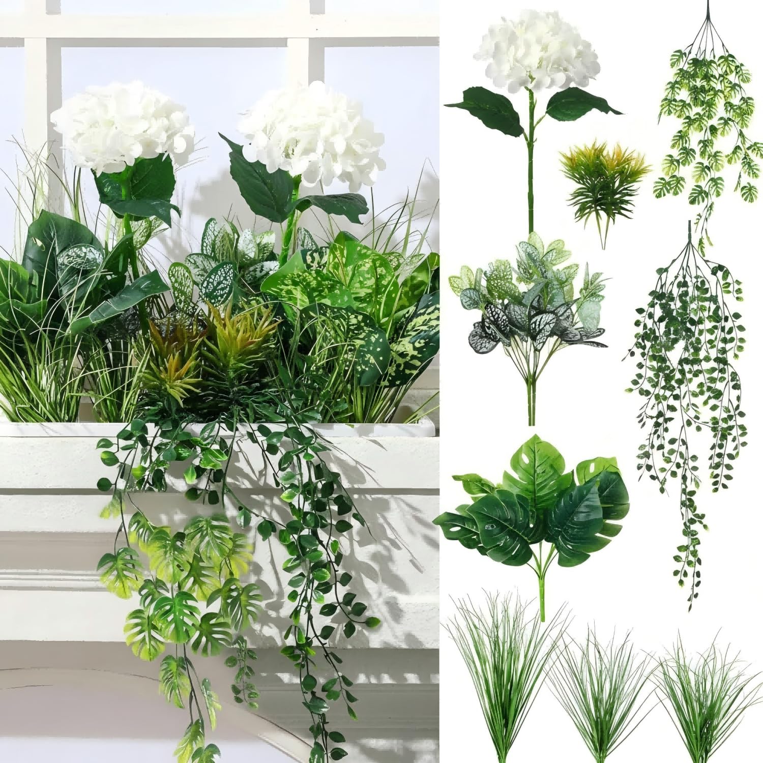 Fleurs artificielles sans entretien Giegxin hortensia blanc résistant