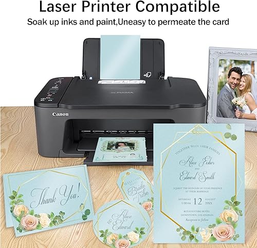 Vista 60 de 100 hojas de cartulina dorada brillante de 8.5 x 11 pulgadas, papel metálico Goefun de 80 libras, papel perlado para invitaciones, cumpleaños, azul