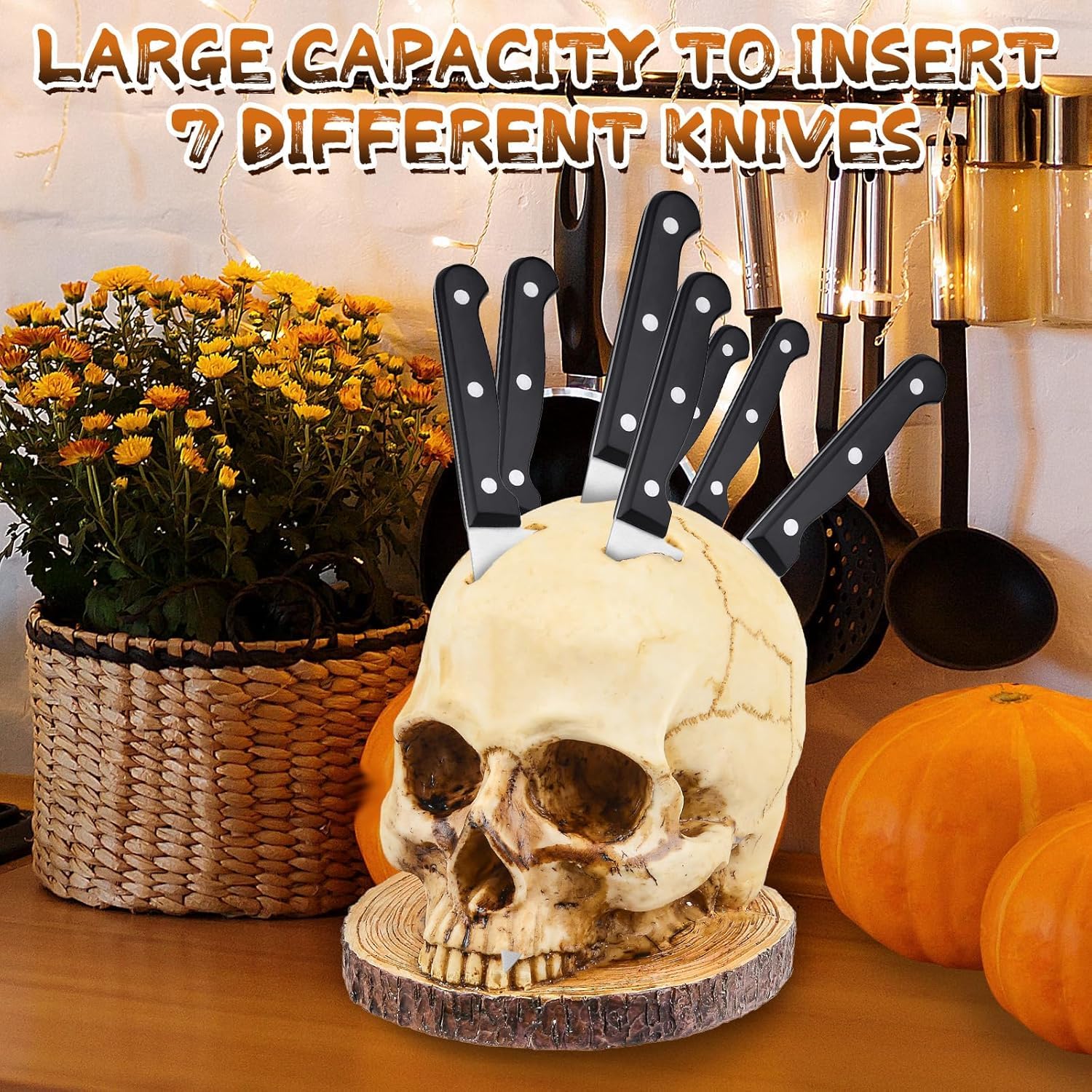 Totenkopf-Messer-Halter, Zombie-Messerhalter für die Küche, Horror-Skelett-Form, Kopf-Messer-Organizer, Gothic-Küchenmesserhalter, Gadgets für Heimdekoration, Neuheit für Halloween