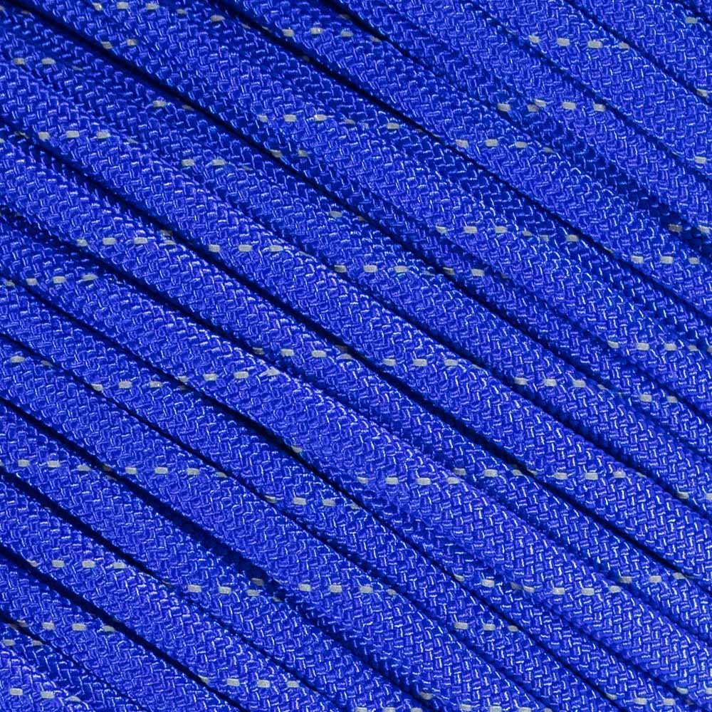 Fluorescent Reflective 550 Type III Guyline Tent Rope Camping Survival Cord High-Visibility Paracord- Rot and UV Fade Resistant (Reflective Electric Blue, 50 Feet)