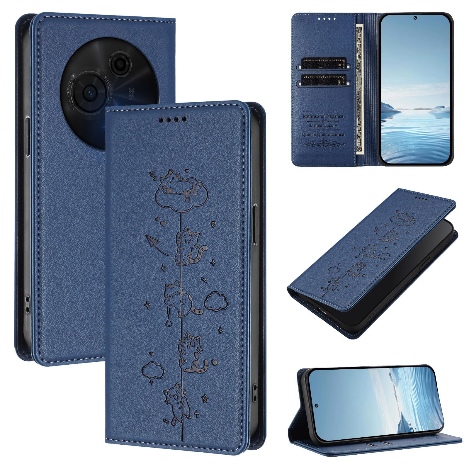 Case Cover Compatible with TCL 60 NxtPaper 4G【RFID Blocking】【Card Holder Magnetic closure Flip Kickstand】Blue