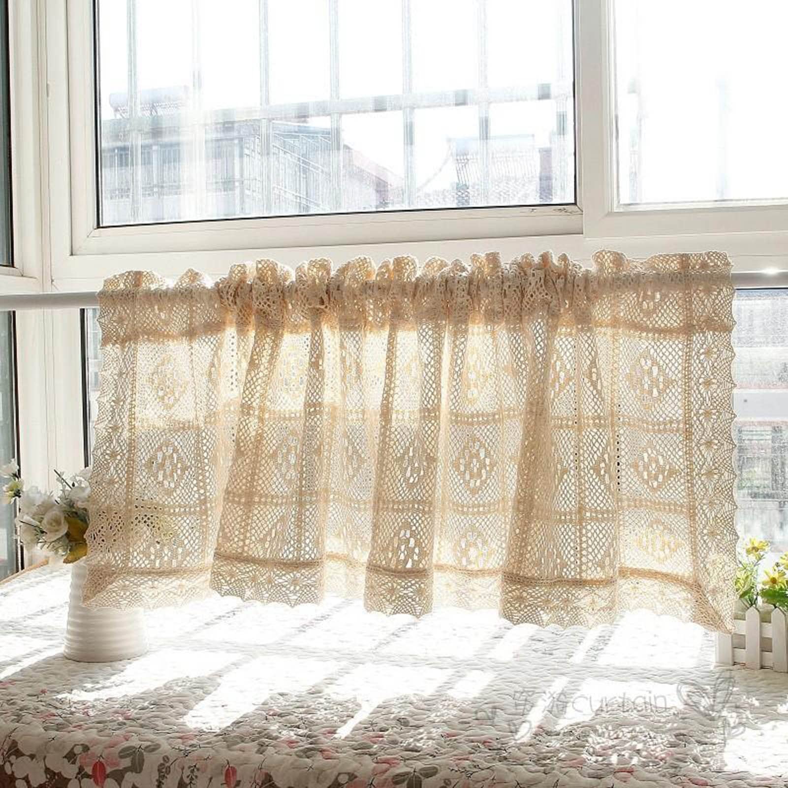 Amazon｜カフェカーテン ボヘミアン ベージュ カーテン ドレープ