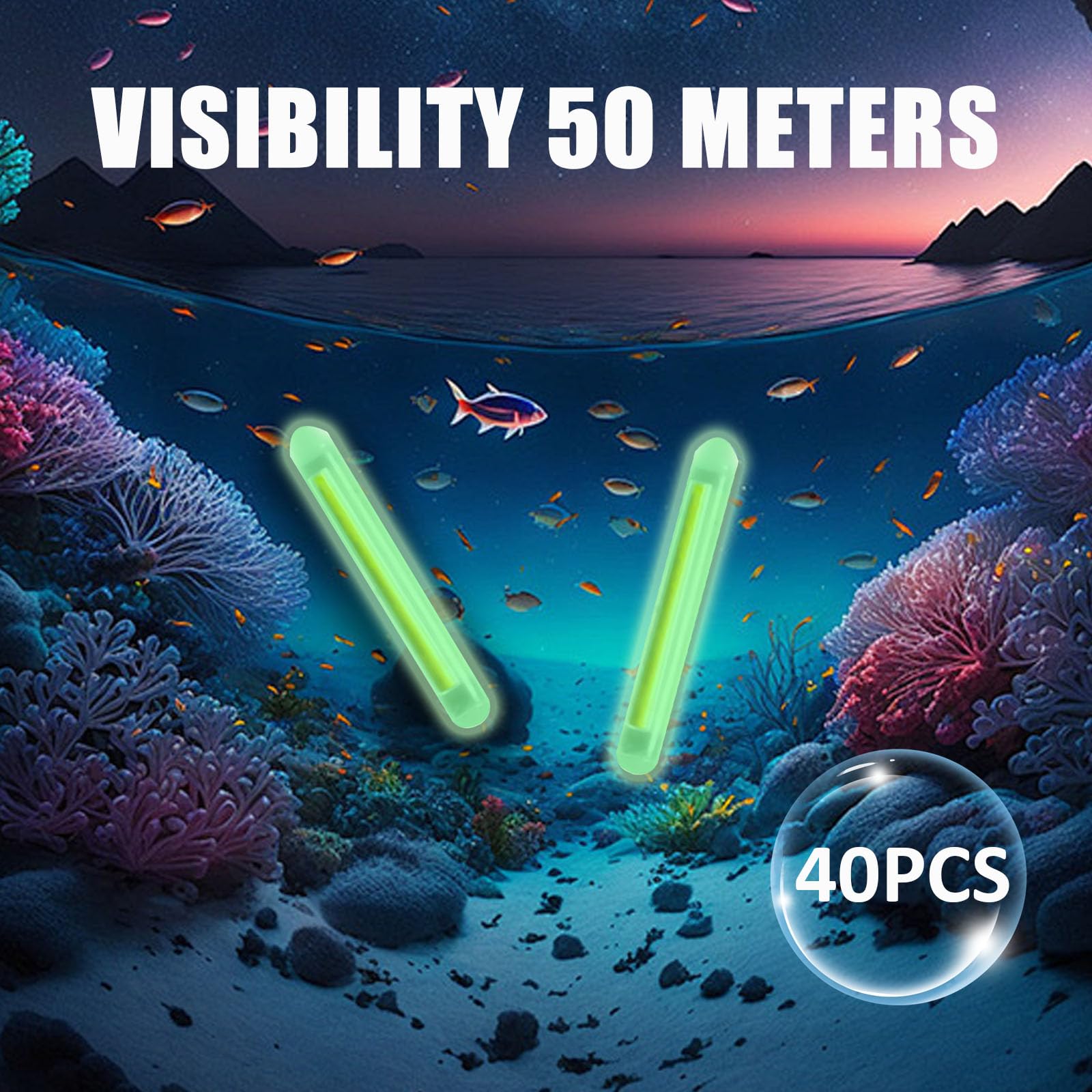 40 Starlight Per Pesca Notturna - Bastoncini Luminosi Fluorescenti - Durata 8 Ore - Con Custodia Portatile - Foto 13