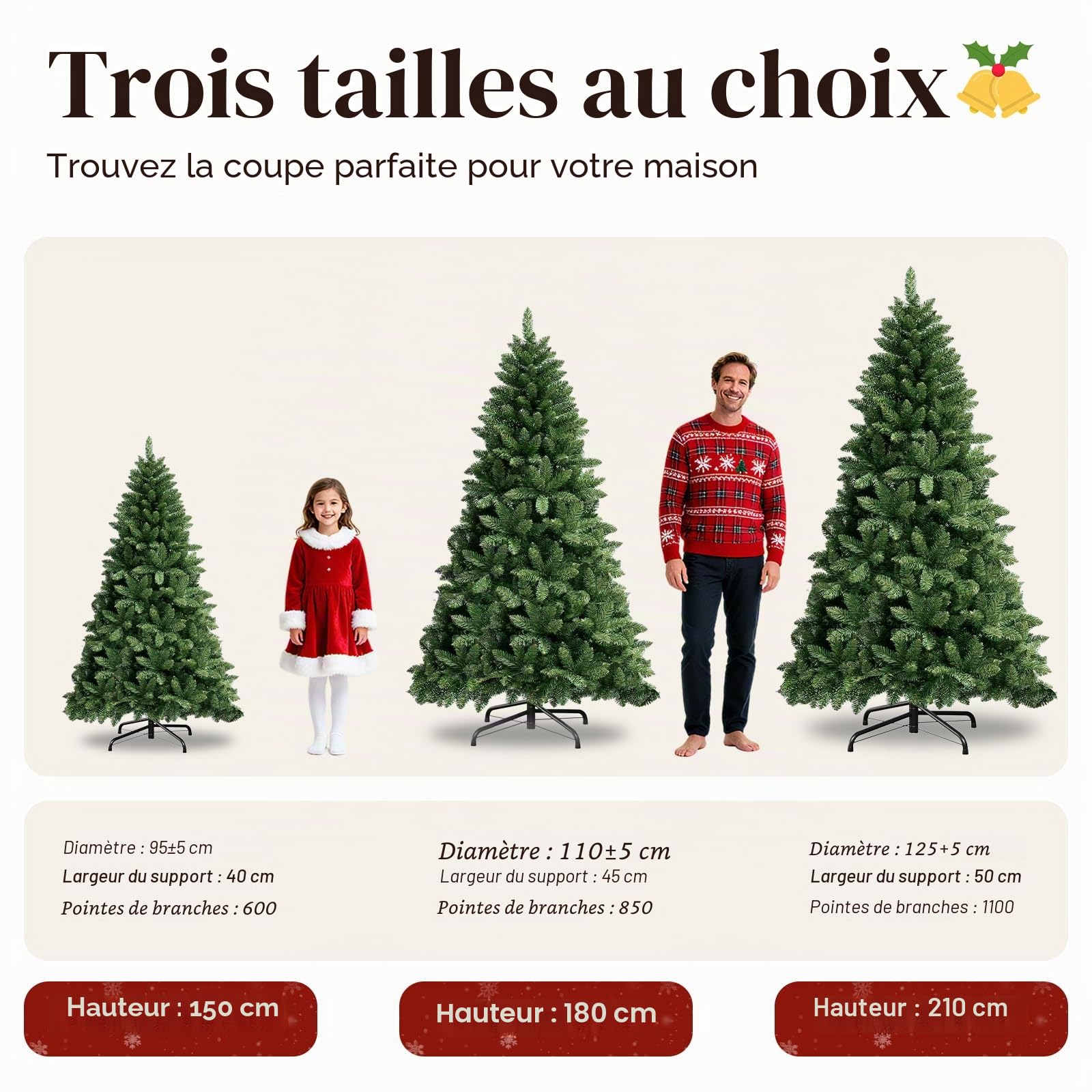 YOUDENOVA Arbre de Noël artificiel 150 cm | Sapin de Noël artificiel premium - Naturellement fidèle | incl. Support métallique pliable