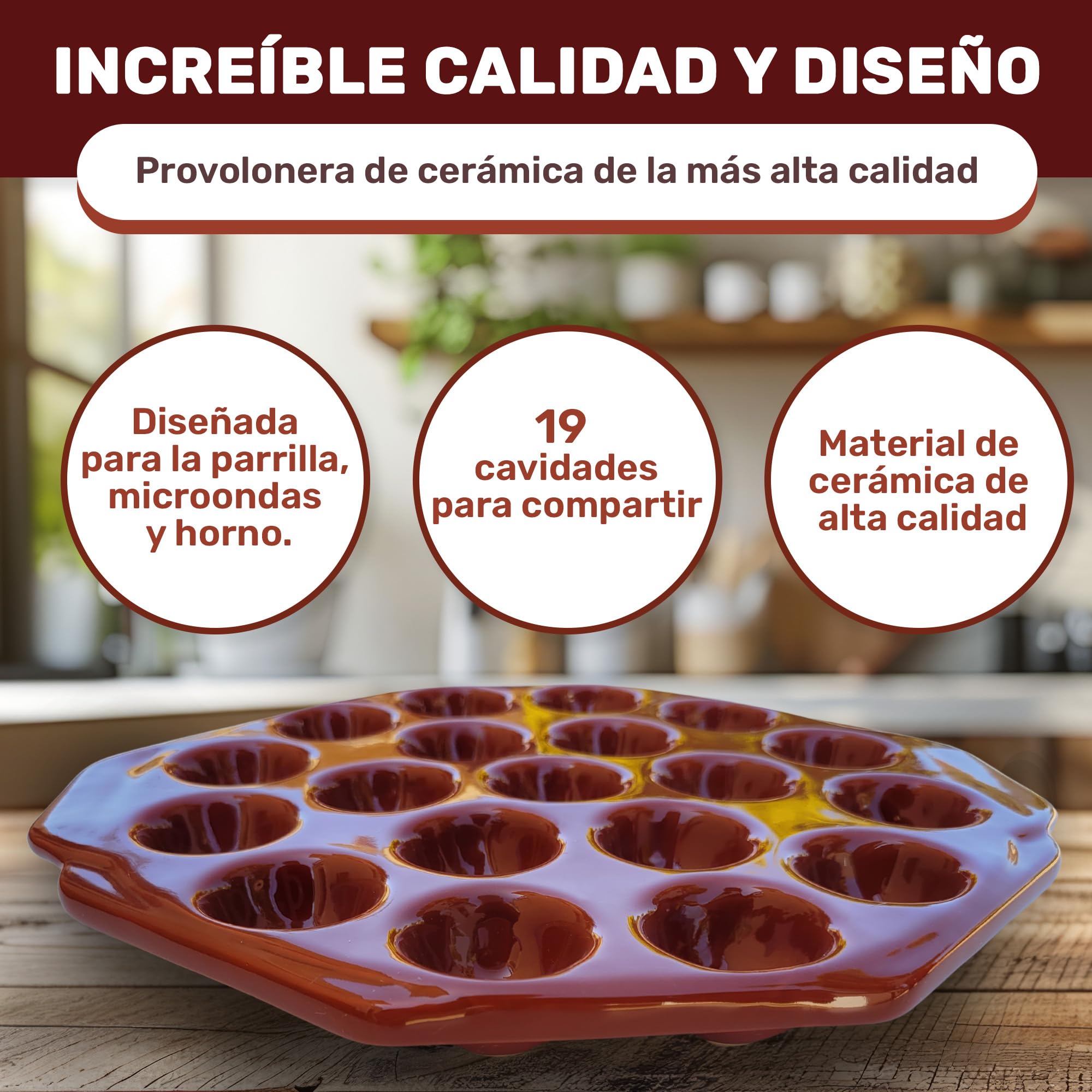 Provolonera Fondre du fromage Provolone céramique terre cuite 19 cavités gril four micro-ondes fromage fondu escargots. Pour rôtir, barbecue, barbecue, haché, manger ou dîner. Provolette Provolera