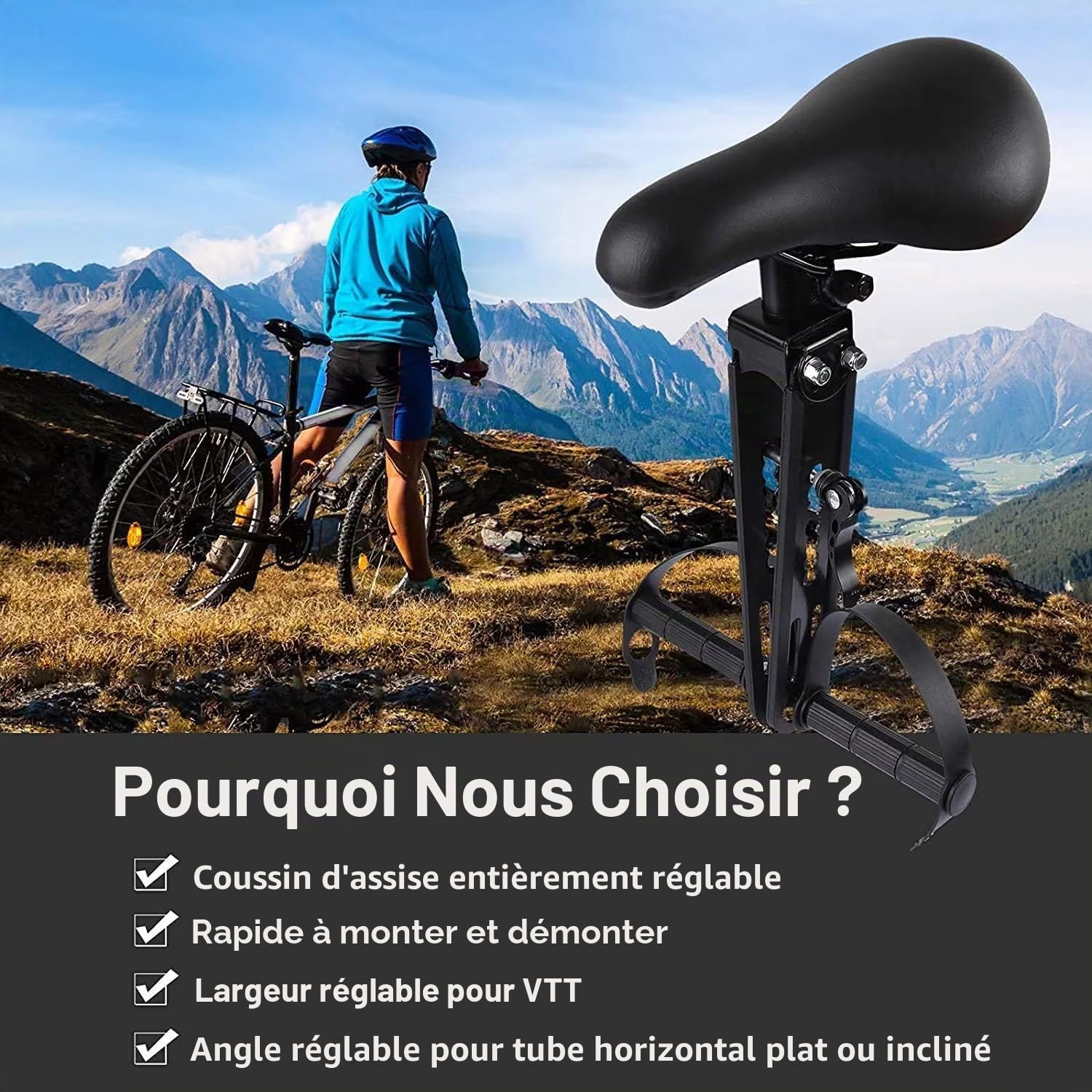 NATRUTH Siège de vélo pour Enfants Fixation au Guidon, Devant 2-5 Ans 21,8 kg