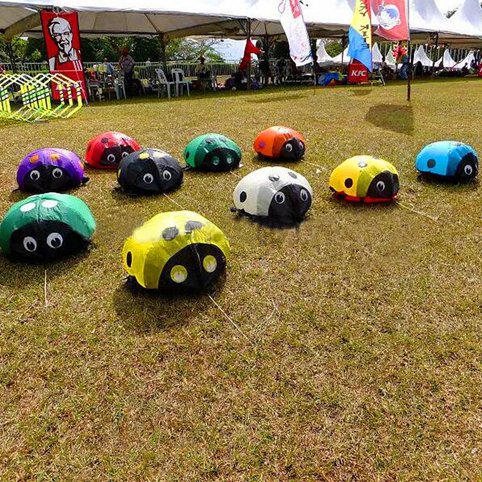Cometa Grande con Forma de Mariquita, Juguete Infantil para Juegos Al Aire Libre, Actividades, Viajes Y Playa.