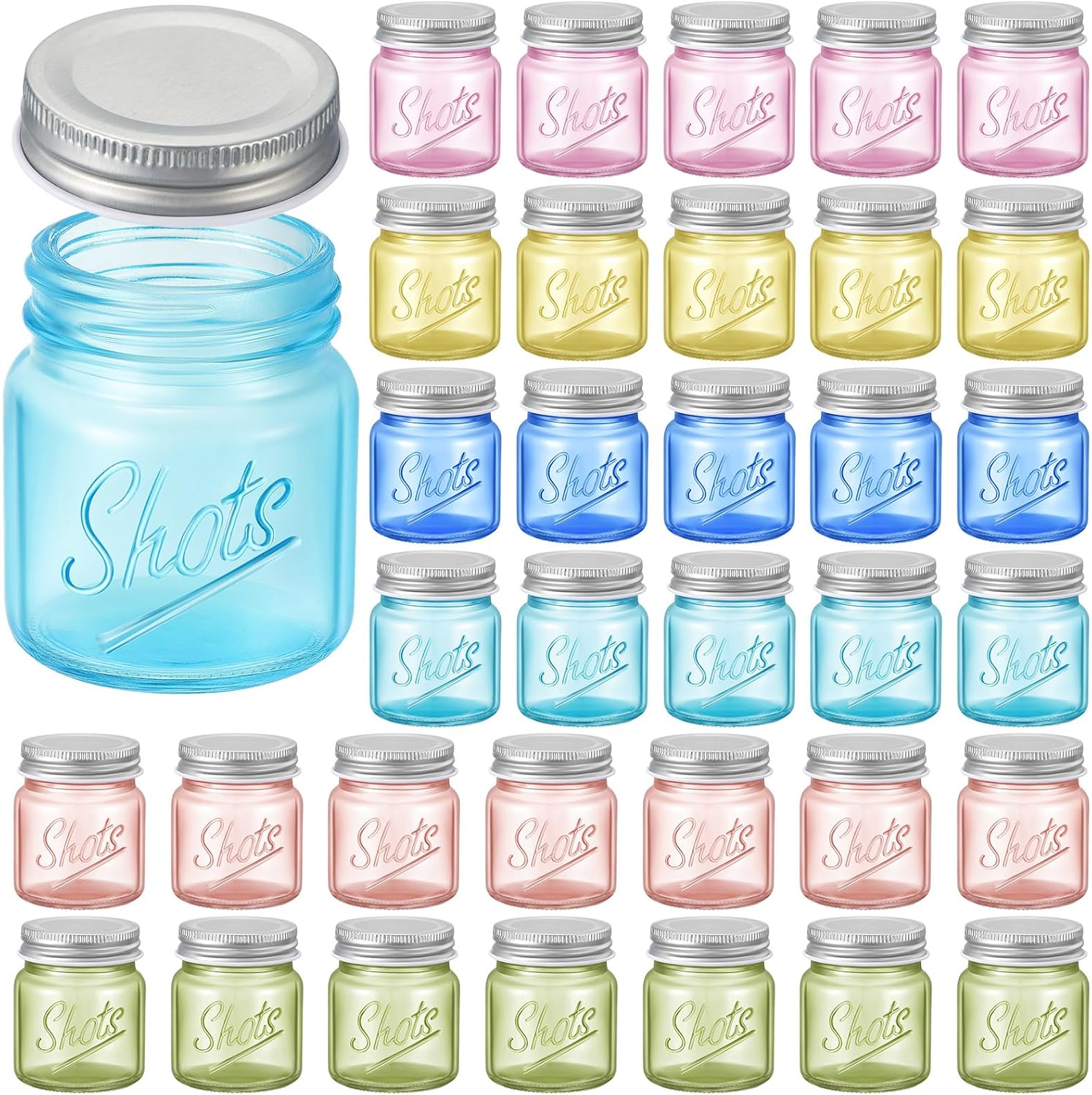 36 Pcs Mini Mason Jar Shot Glasses with Lids 2 Oz Mason