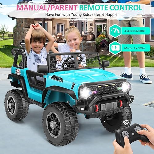 Miniatura 7 de Hikole Autos de paseo de 24 V para niños grandes, con control remoto, interruptor 4wd2wd, SUV de rueda grande, 5 Mph, conducciónmarcha atrás,
