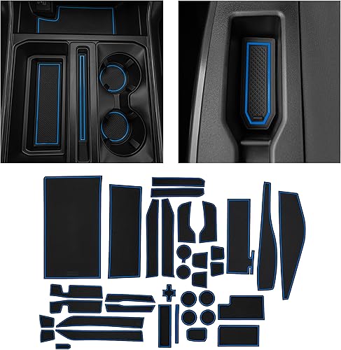 CupHolderHero Compatible con accesorios Ford F150 2021 2022 2023 Interior de alta calidad antideslizante antipolvo, tapetes para consola central,