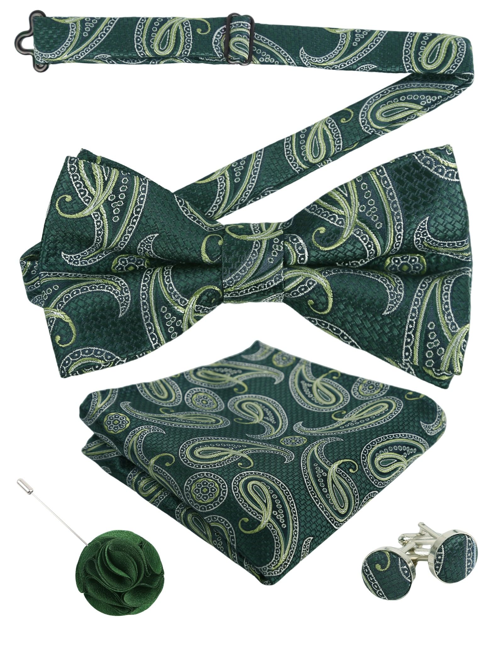 Alizeal Mens 4pcs Vintage Paisley Bow Tie Set
