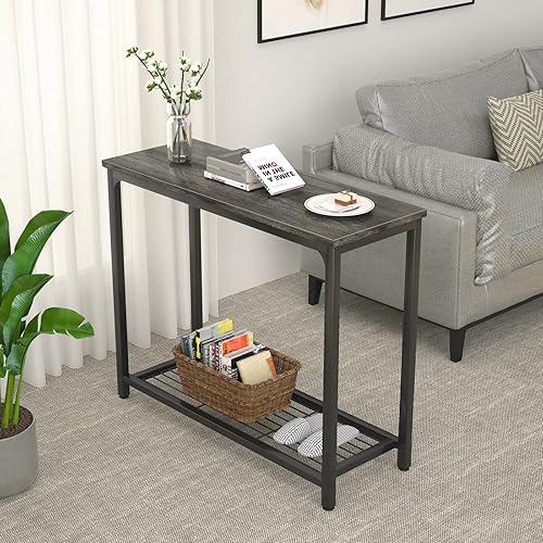 Miniatura 5 de Ecoprsio Console Table Sofa Table with Mesh Shelves, 2 Tier Entryway Table Foyer Table for Entryway, Front Hall, Hallway, Sofa, Couch, Living Room,