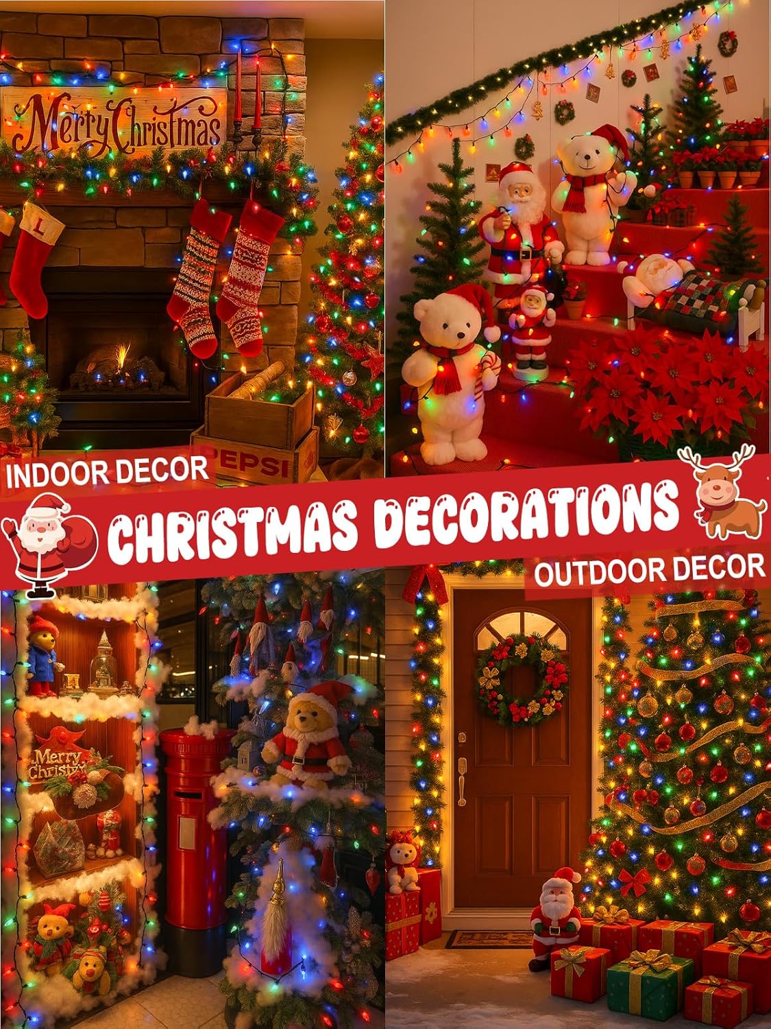 Upgraded 250 LED C6 Connectable Christmas String Lights Multicolor, 82FT Waterproof Christmas Twinkle Light Outdoor, Plug in Fairy Lights Indoor with 13 Modes & Timer for Christmas Tree Decorations