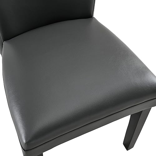 Miniatura 6 de MODERION Juego de 2 sillas de comedor con patas de madera maciza, sillas de cocina tapizadas con piel sintética de cuero, sillas decorativas con