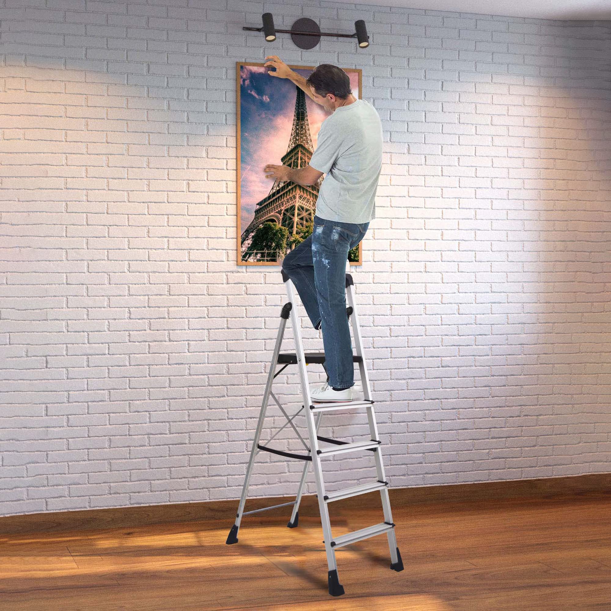 TNT The Next Trend Leda Premium 5-Steps Foldable Aluminium Step Ladder for Home with Advanced Tool Tray | Wide Platform, Big Anti-Skid Boots (B09WHDVG4M) Amazon Price History, Amazon Price Tracker