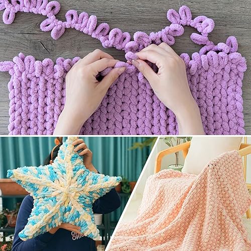 Miniatura 3 de Shenlin - Paquete de 5 hilos de felpilla gruesa para tejer a mano, lavable a máquina, de poliéster, esponjoso, grueso, voluminoso, para bufandas,