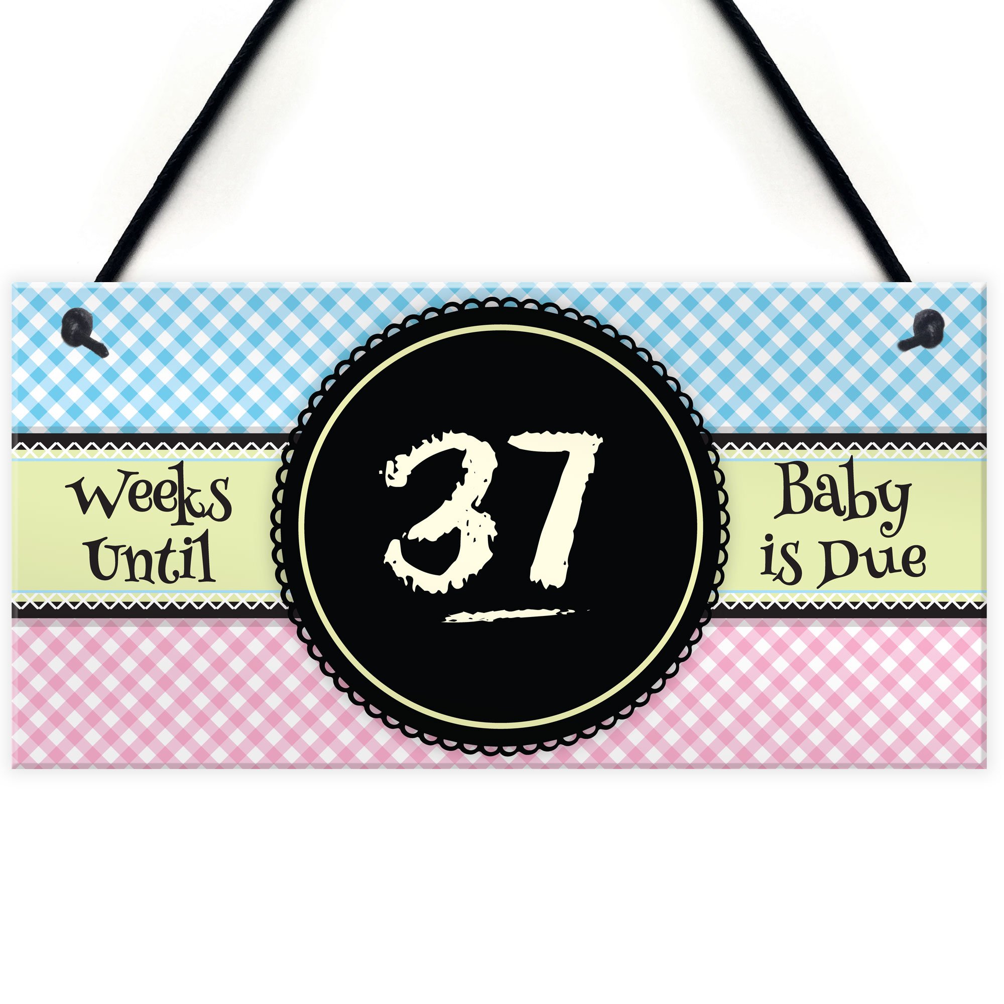 Red Ocean Men's Baby Due Countdown Chalkboard Pregnancy Gift Hanging Plaque Birth Boy Girl Sign