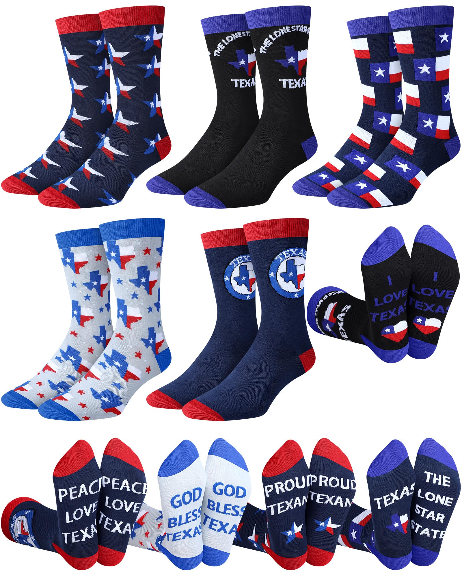 5 Pairs Fun City Crew Socks for Men Texas Puerto Rico Theme Sock Traveler Lover Souvenir for Christmas Birthday Gift