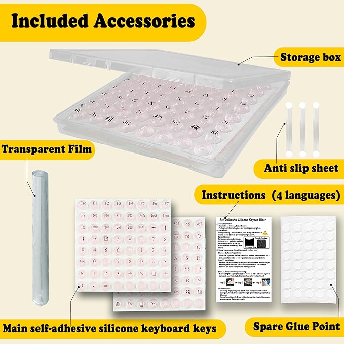 Funda de teclado para laptop con uñas largas, silicona, rosa miniatura 6