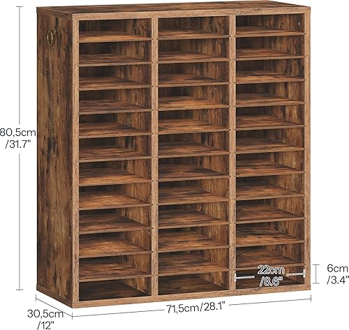 Miniatura 3 de HOOBRO Organizador de literatura, organizador de correo de madera de 36 compartimentos, clasificador de literatura de encimera con estantes