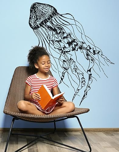 Miniatura 5 de Adhesivo adhesivo de pared con diseño de pez de gelatina. Fácil de aplicar y quitar. Decoración del hogar de medusas de mar profundo (varias