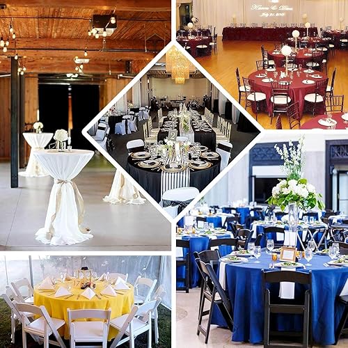 Miniatura 4 de Efavormart - Mantel redondo de poliéster de alta calidad de 120 pulgadas, color morado, 200 GSM, sin costuras