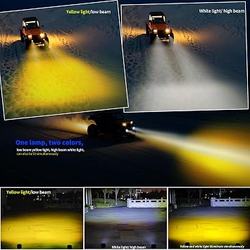 Motorcycle LED Spotlight, Yellow/White Off-Road Driving Fog Lights, 2pcs 2.4 Mini Pod Lights, Auxiliary Work Lights for Motorcycles, Trucks, Vehicles, ATVs,