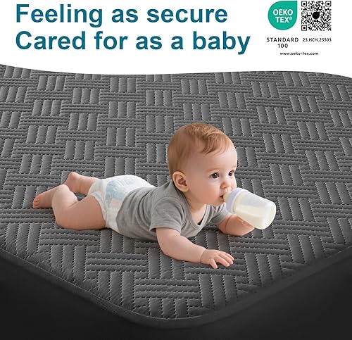 Miniatura 7 de Protector de colchón impermeable tamaño Queen, transpirable, sin ruido, ultrasuave, funda de colchón con bolsillos elásticos profundos de 8 a 21