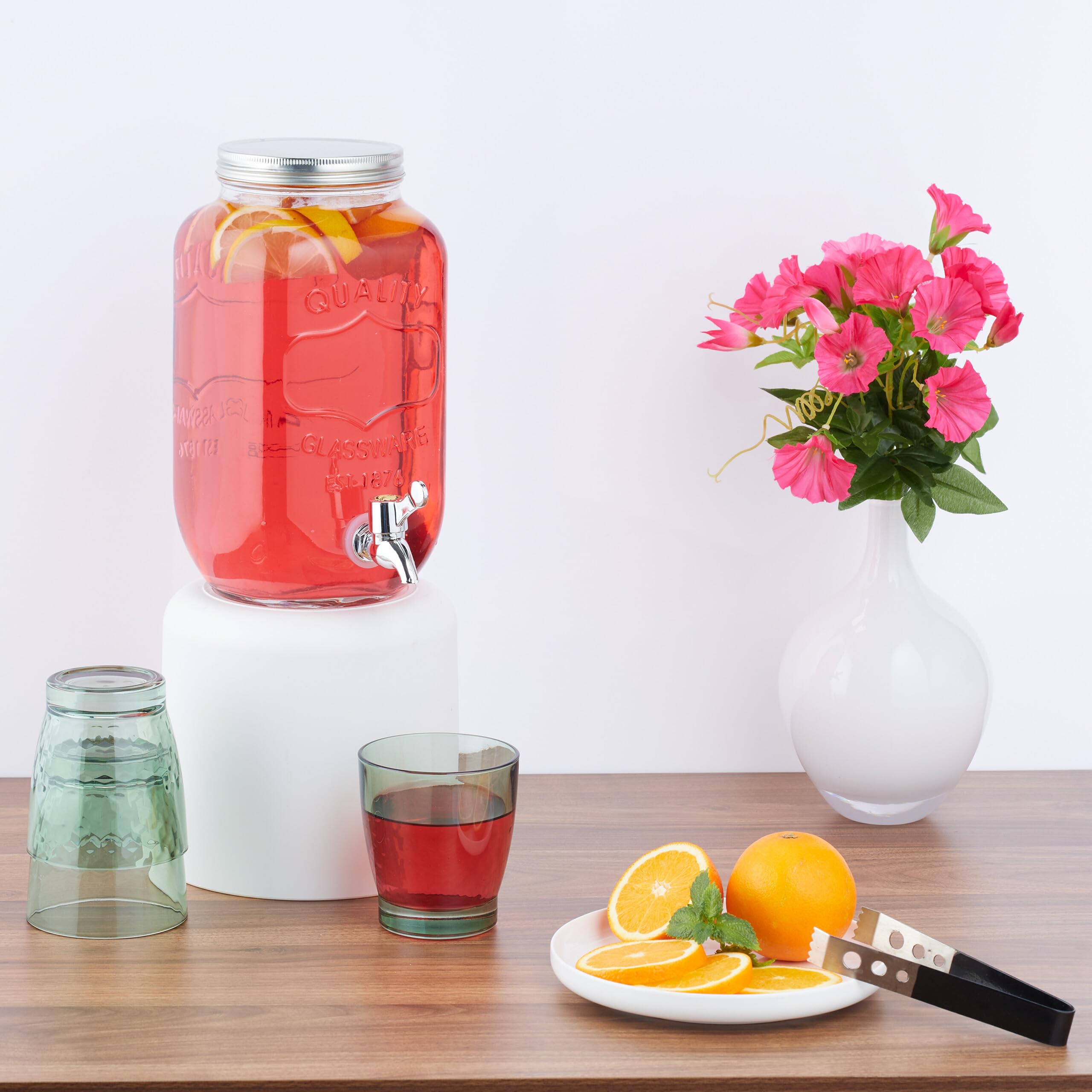 Relaxdays Erogatore Bevande 3,5 L Vetro con Rubinetto e Coperchio