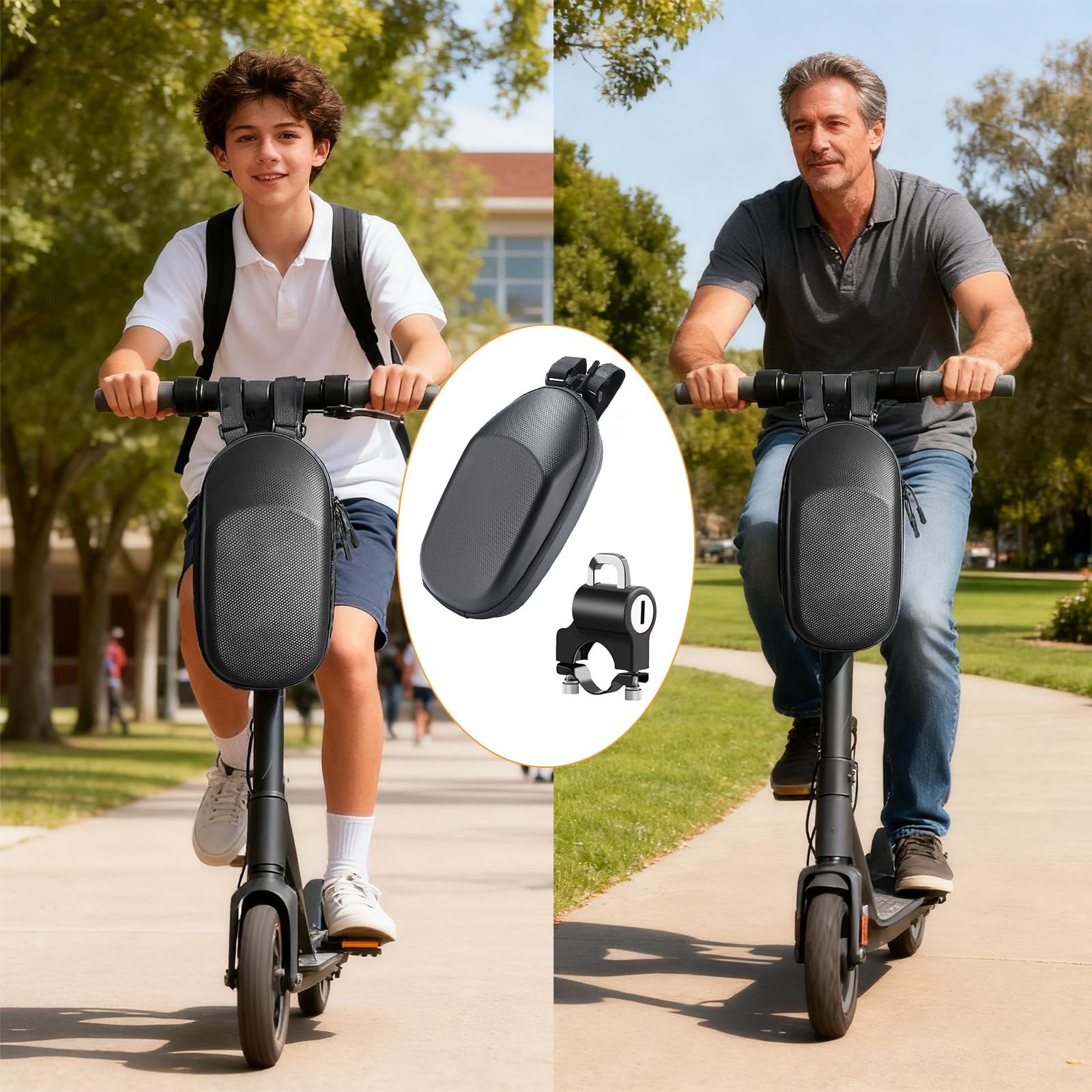 E-Scooter, borsa per monopattino, borsa impermeabile per monopattino, borsa frontale con custodia rigida PU, 3 l, chiusura rapida, per una varietà di scooter elettrici e biciclette