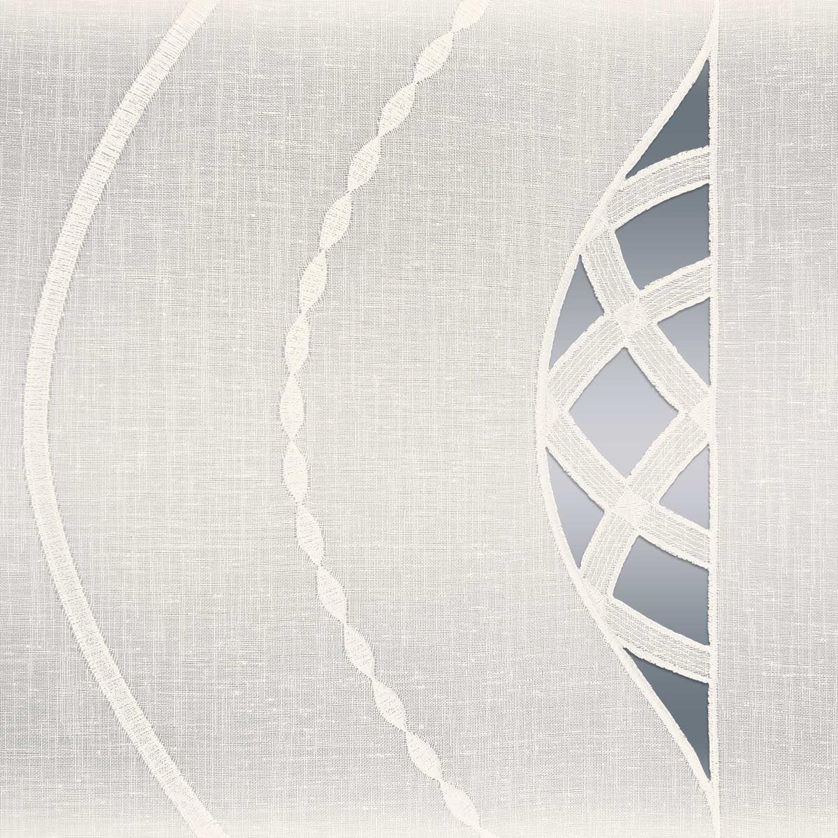 Flächengardine Eliana Vogtländische Spitze in ecrú | Schiebepaneele Wellen-Muster in natur | Zeitloser Flächenvorhang halbtransparent | Schiebegardine Käseleinenoptik Höhe x Breite 93 x 45 cm