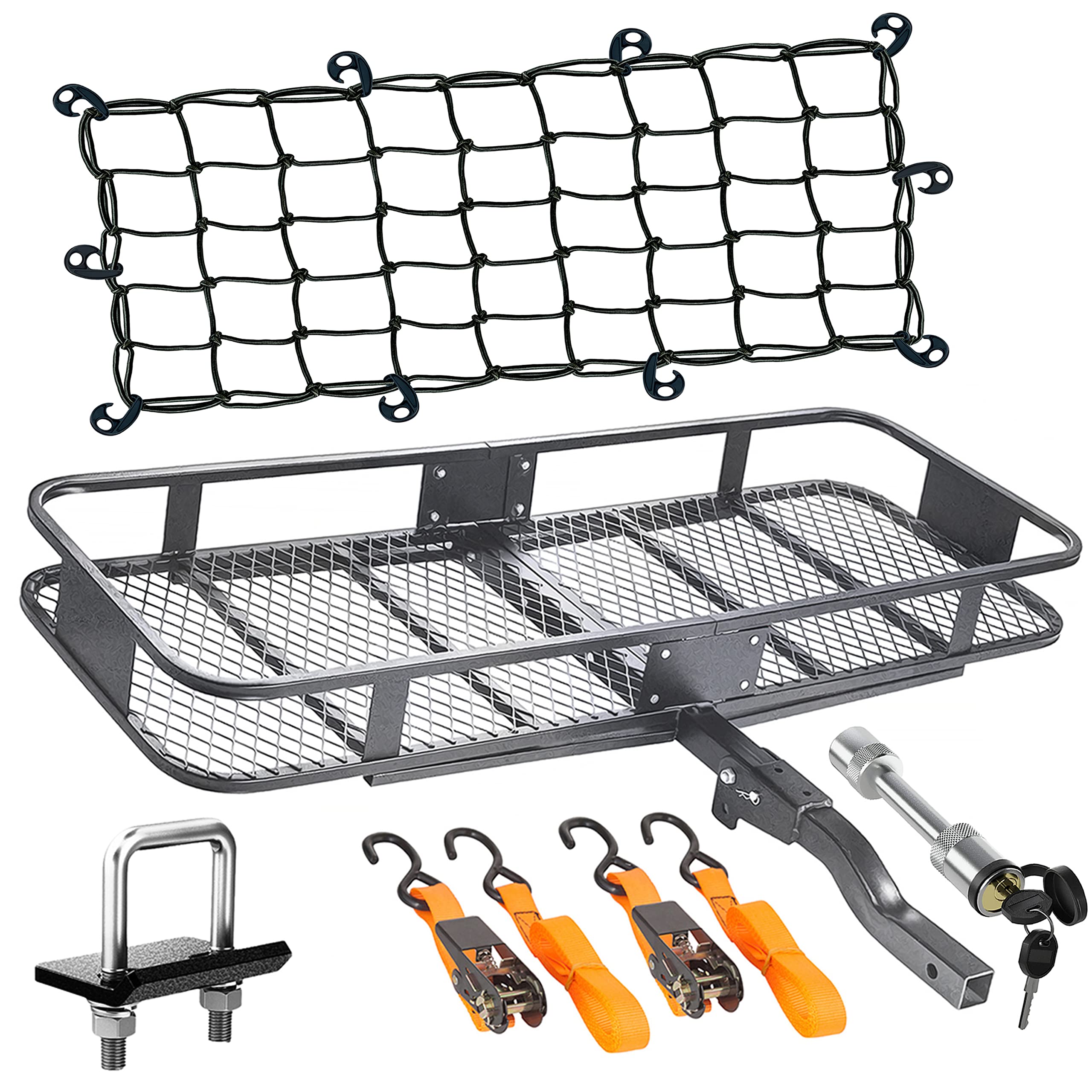 Buy Mockins 60"x20"x6" Cargo Carrier Hitch 500lb Cap. Folding Hitch Basket Trailer Hitch Cargo