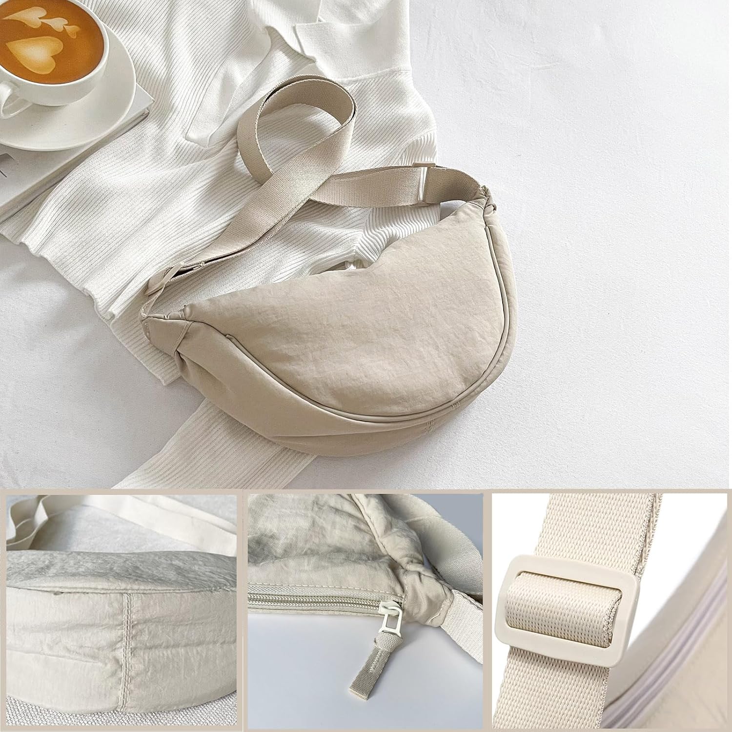 Crescent Women's Nylon Crossbody Hobo Sling Bag - Lightweight, Small Shoulder Purse - Image 5