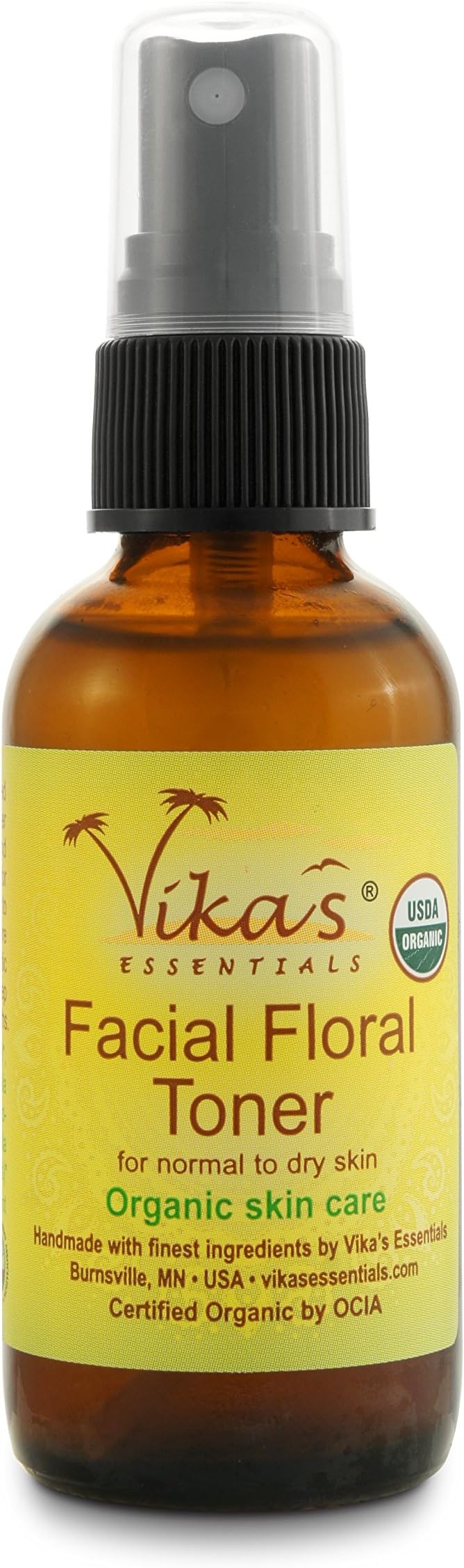Vika's Essentials Certified Organic Facial Floral Toner for Dry Skin