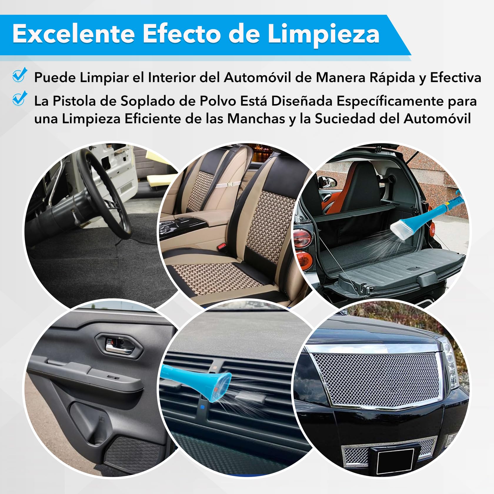 CarBole Pistola de Limpieza de Coches de Aleación de Aluminio 6-9.2Bar,Pistola de Aire para Compresor,Las Cabezas de Pistola Cuadradas Son más Adecuadas para Limpiar Interiores de Automóviles