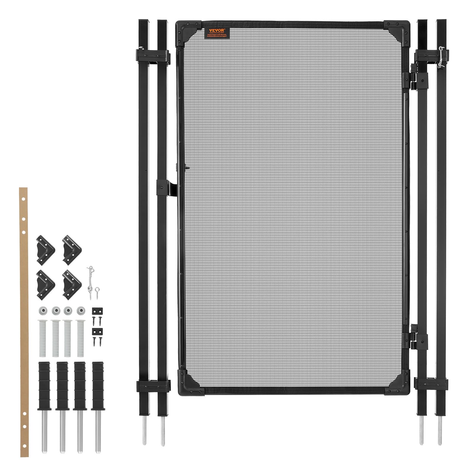 VEVOR Portillon de Barrière Piscine 1,2x0,75 m, Portillon de Sécurité pour Piscine Enterrée et Clôture Extérieure, Kit avec Loquet Métallique et Butée, Maille Teslin PVC 352 g/m², Tube Carré, Noir