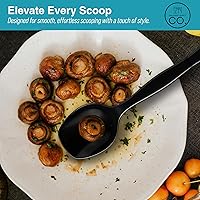 Vista 4 de Cucharas de plástico negro de 8.5 pulgadas para bufé, 12 unidades a granel, cuchara desechable resistente, utensilios de plástico grandes