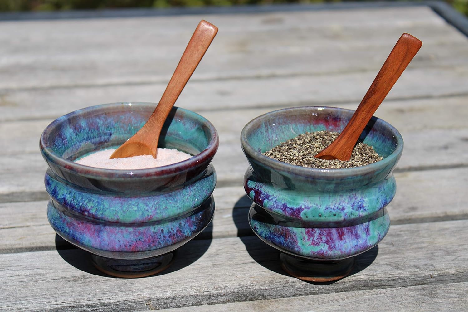 Salt and Pepper Pinch BowlsWooden Spoon Set Thrown on