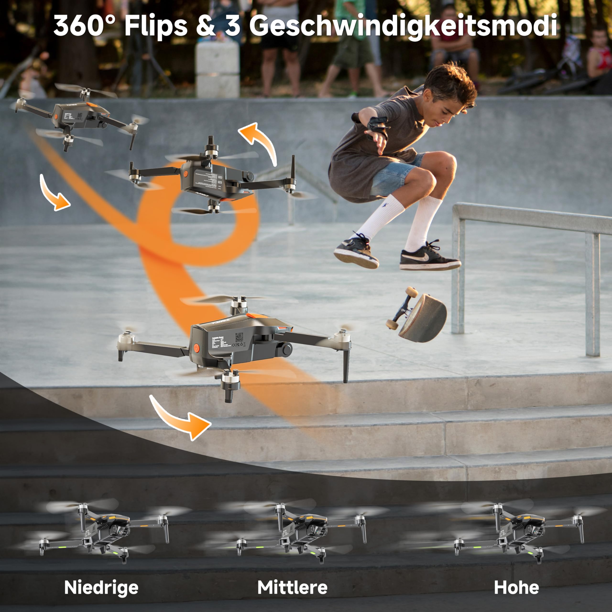 PLEGBLE Drohne mit Kamera für Kinder Erwachsene, Bürstenlosem Motor Mini Drohne FPV RC Quadcopter mit WiFi 1080P, Höhenhaltung, 3D Flip, Kopflos Modus, Spielzeug und Geschenke für Jungen Anfänger