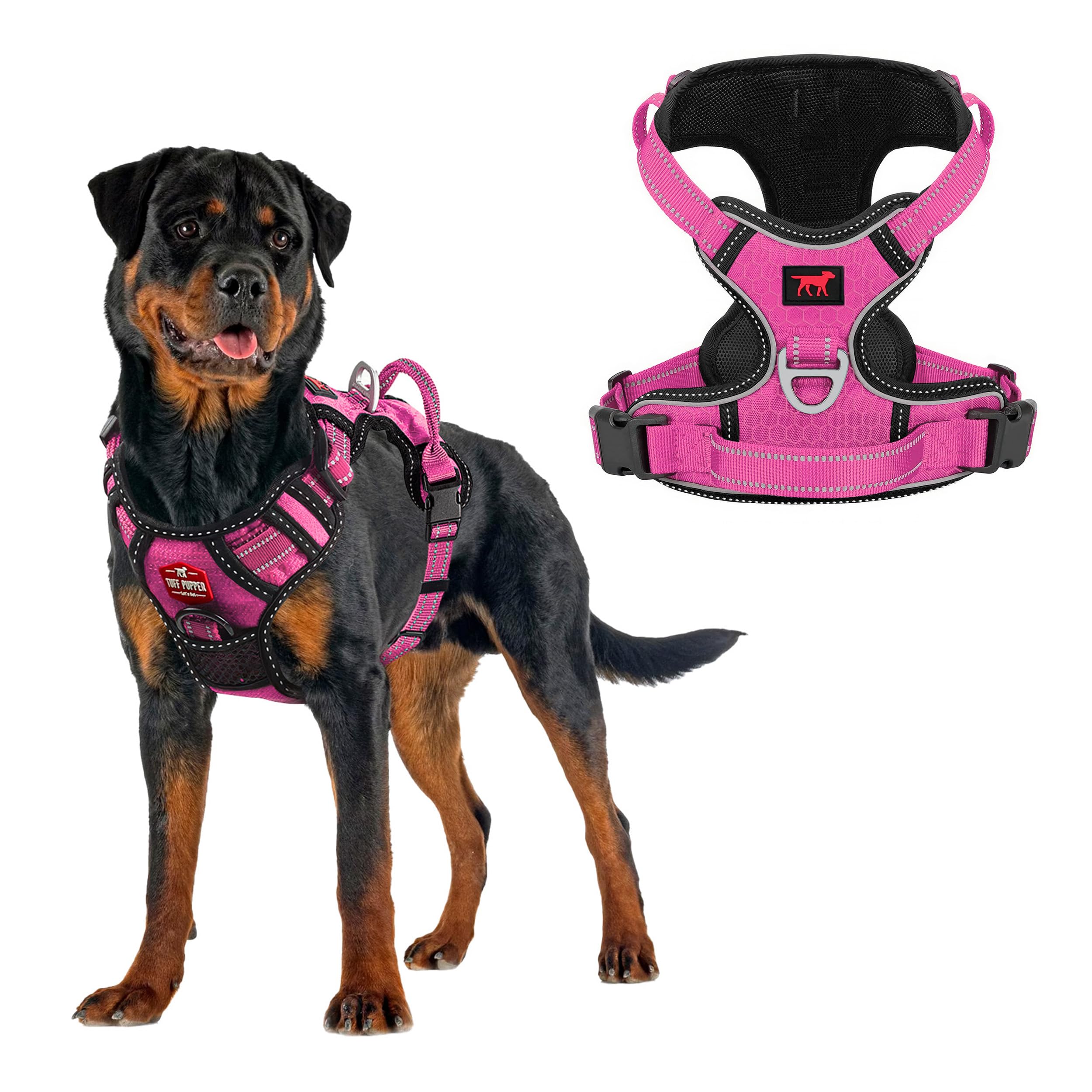 Tuff Pupper No Pull Easy Walk Dog Harness | Heavy Duty Pet Vest | Front & Back Leash Clips | Strong Safety Handle | Reflective Anti Pull Vest |