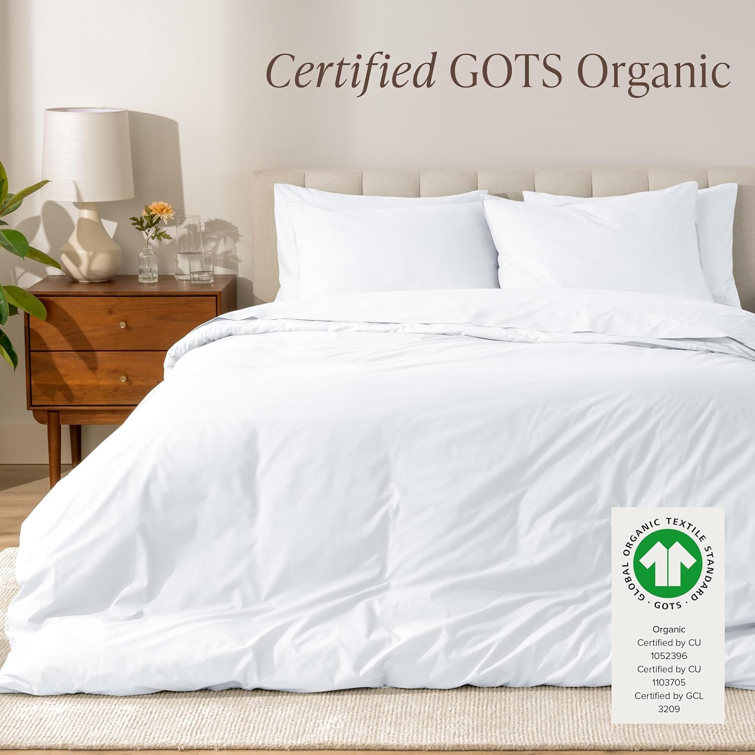 Bare Home 100% Organic Cotton Queen Duvet Cover Set - Crisp Percale Weave - Lightweight & Breathable - Cooling Duvet Cover Set (Queen, White) Queen 01 - White (No Comforter)