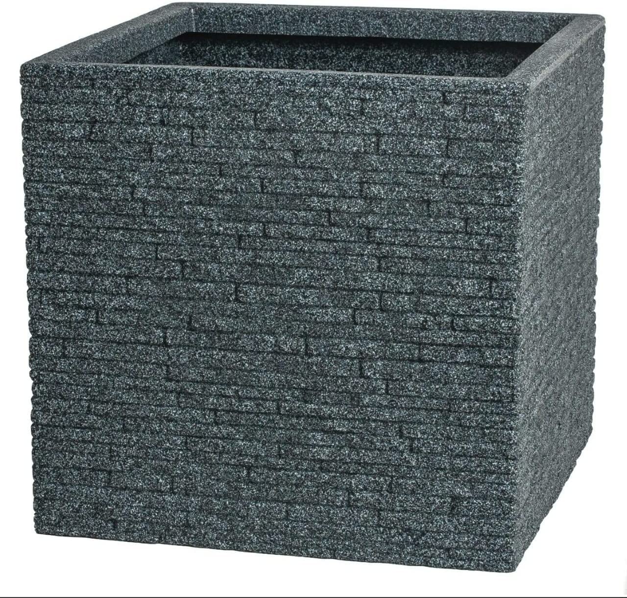 Strata 32cm Square Slate Effect planter - Ash