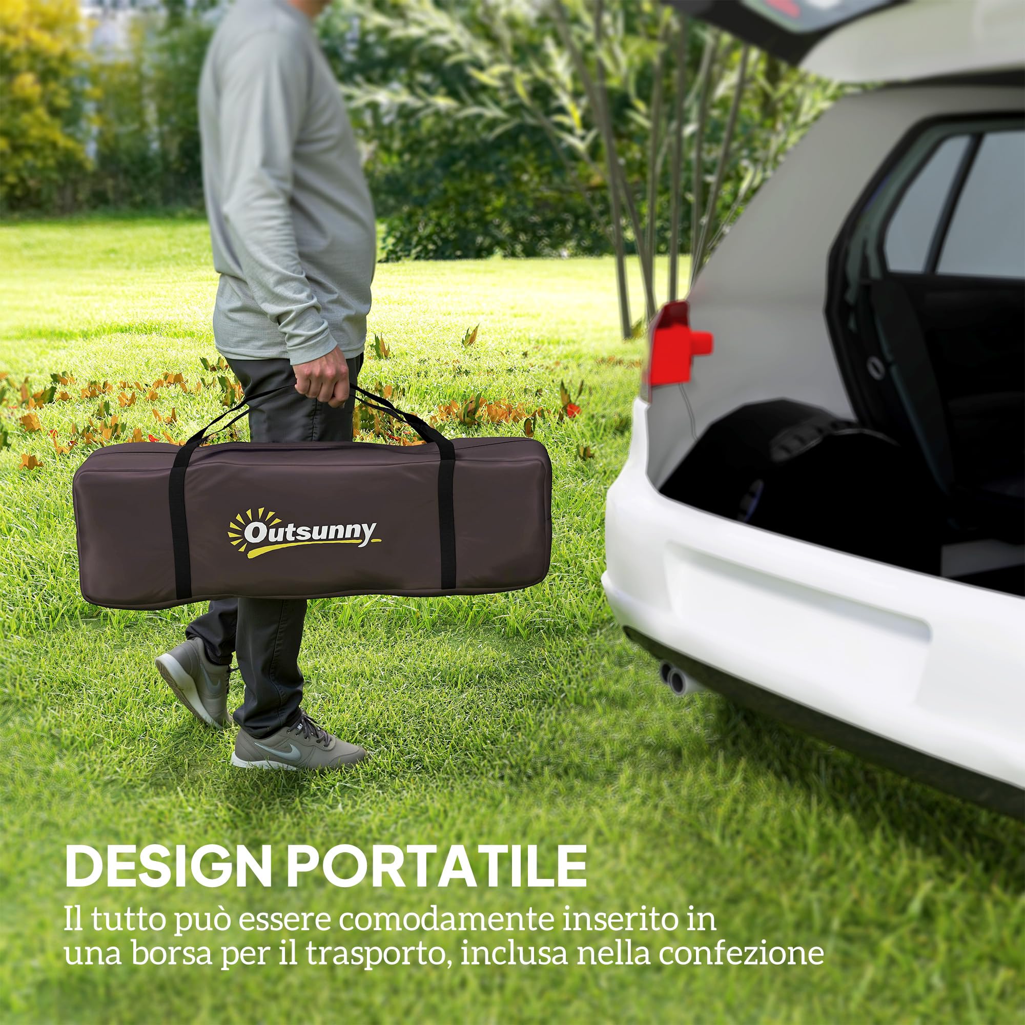 Outsunny Tenda Campeggio a Tunnel per 2-4 Persone con 2 Stanze, Tenda Famigliare da Trekking Pesca Impermeabile 3000mm con Fondo Rinforzato, Doppie Porte, Borsa di Trasporto, 360x250x130 cm, Grigio