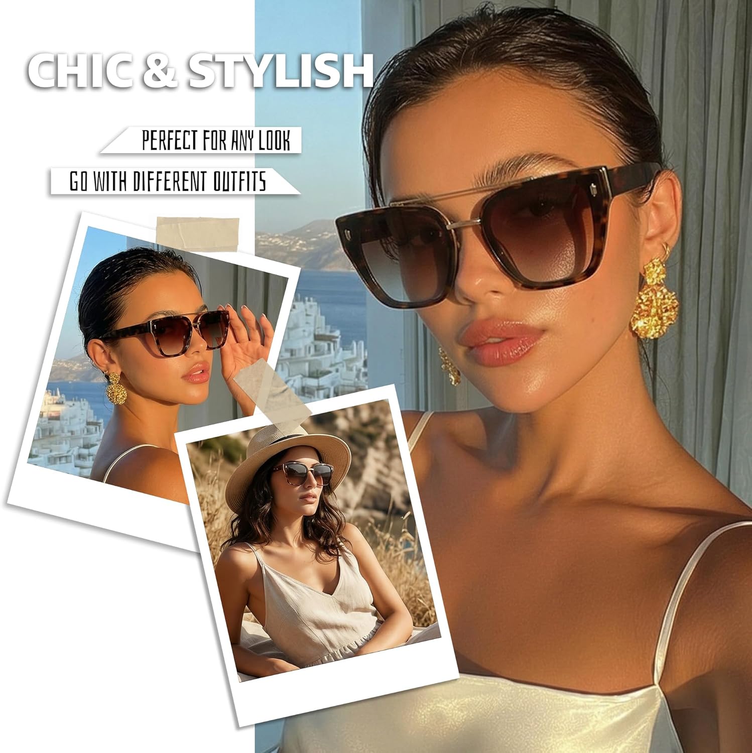 Myiaur Premium Acetate Sunglasses for Women Men, UV400 Protection & Polarized Anti Glare, Including Leather Case