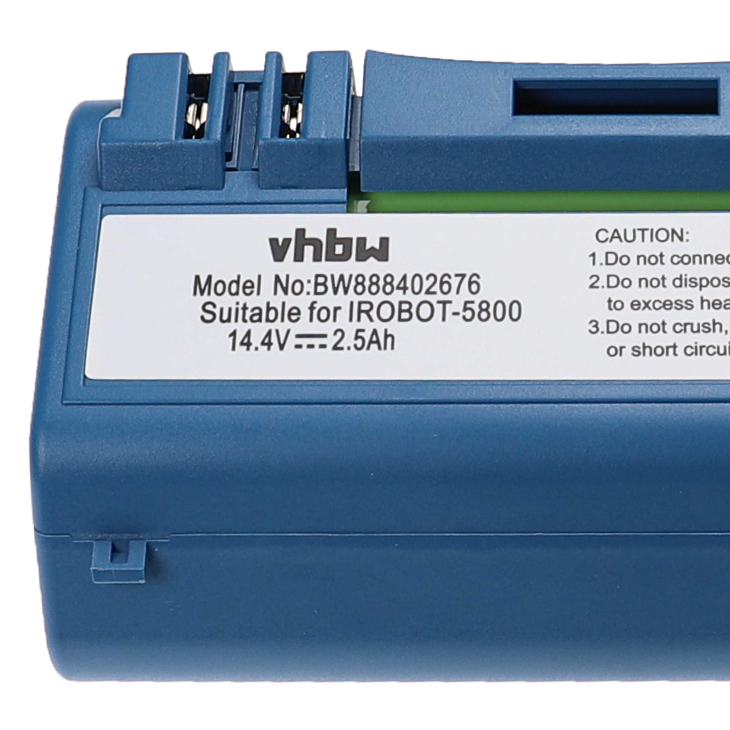 vhbw Zapasowa bateria kompatybilna z iRobot Scooba 340, 350, 380, 385, 390, 5800, 330, 5806, 34001, 5832 Home Cleaner Blue (2500 mAh, 14,4 V, NiMH)
