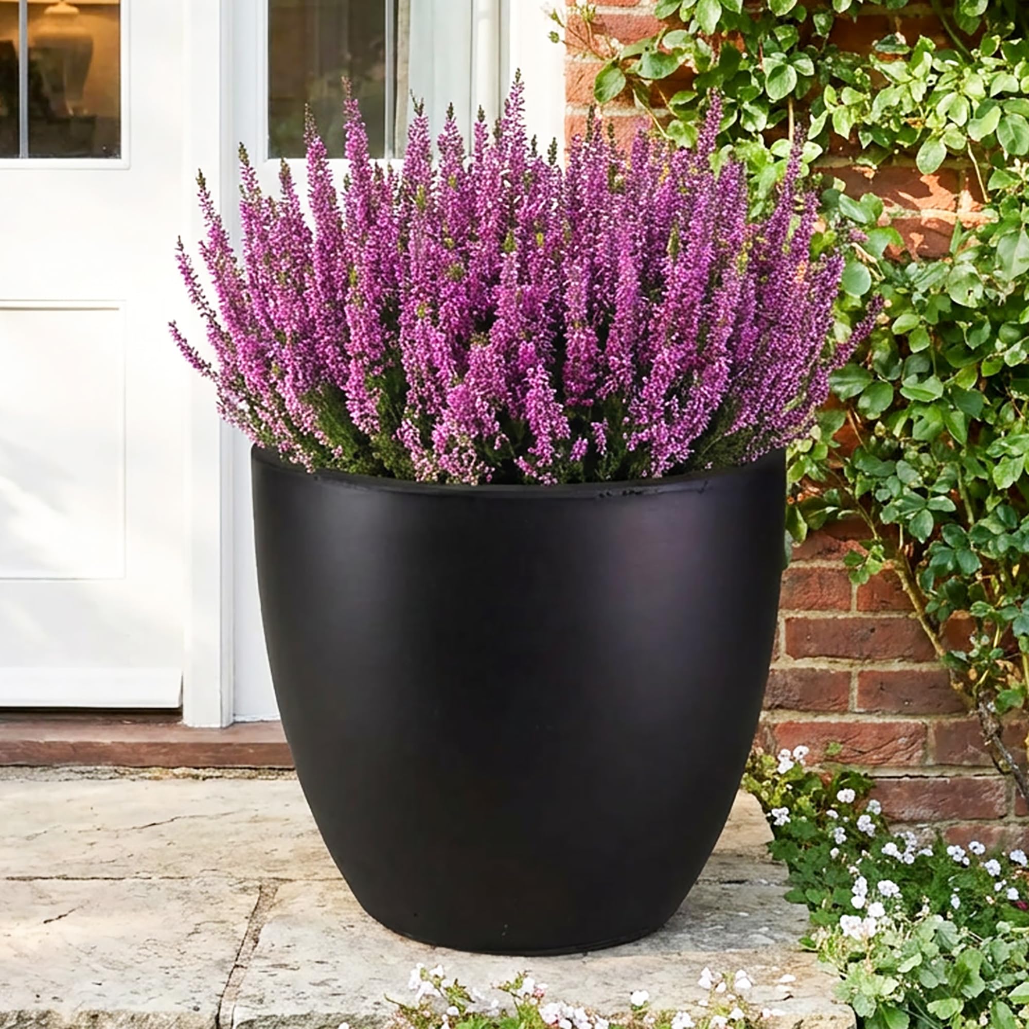 IDEALIST 50cm Plant Pot | Black Reinforced Stone Large Planter for Trees | Outdoor Flower Pot |Garden Planters with Drainage Holes W50 H45 cm, with Inner Top D44 cm, 88 litres โ image 1