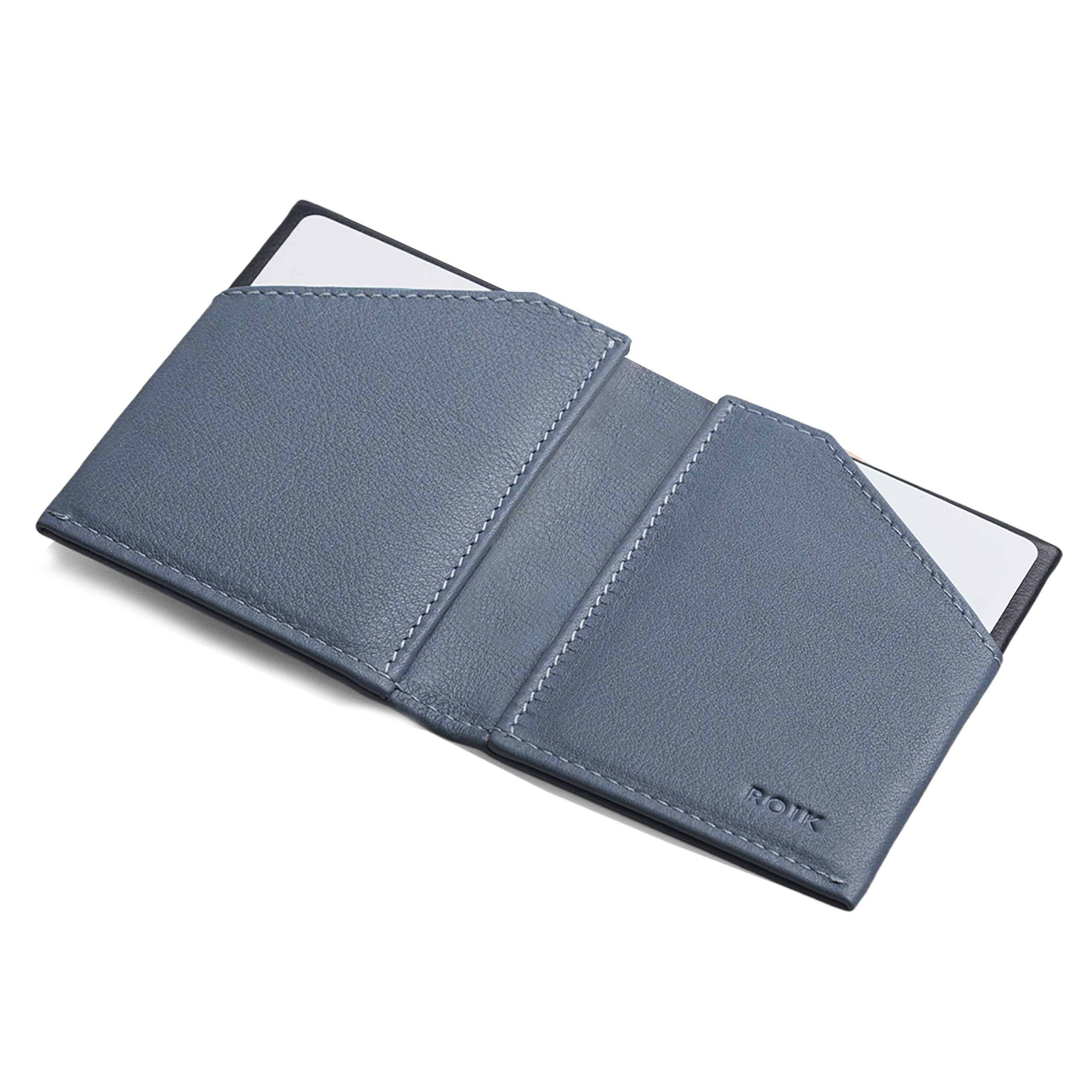 ROIK Cartera y Tarjetero para Hombre, Monedero para Mujer, Billetera Pequeña, Hasta 10 Tarjetas, 100% Piel, España - City Blue